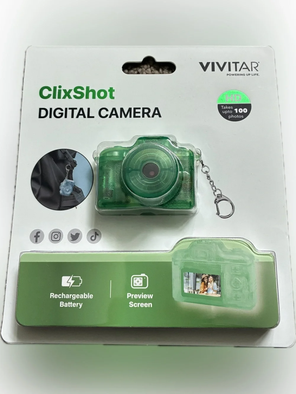 Vivitar ClixShot Mini Digital Camera Keychain - Green